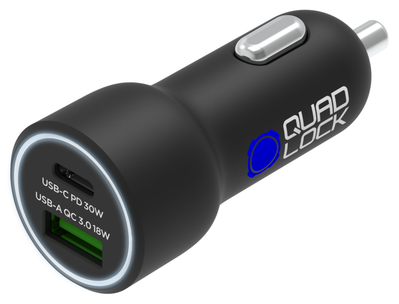 Dual USB (C+A) Autolaturi 48W - Quad Lock